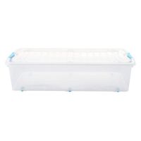 Caja organizadora de plástico con tapa bajo cama transparente 48 L