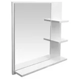 Espejo de baño 56 x 56 cm con 3 repisas Emily blanco