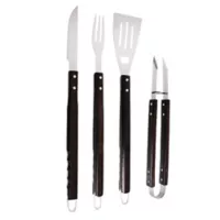 Set de asado 4 piezas con cuchillo, espatula, tenedor y pinza