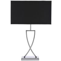 Lámpara de mesa Queluz plateado y negro 1 luz E27