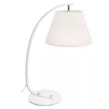 Lámpara de mesa 1 luz E27 curva con pantalla blanca