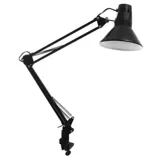 Lámpara de escritorio con morsa articulada negra