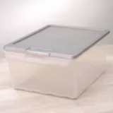 Caja organizadora de plástico con tapa y apertura frontal transparente 15 L
