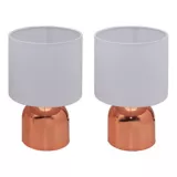 Pack de 2 lámparas de mesa Chic 1 luz E14 blanca y rosa cobrizo
