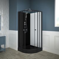 Cabina de ducha curva 226 x 90 x 90 cm negro y blanca