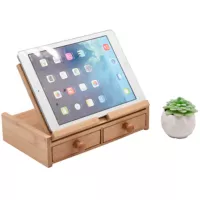 Porta laptop de bambú con 2 cajones